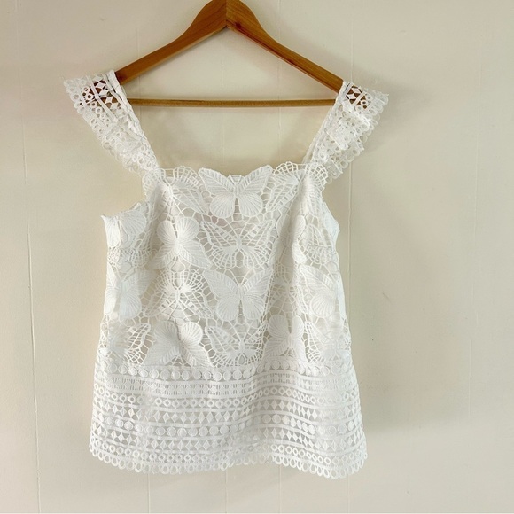 Lilly Pulitzer Azaria Lace Butterfly Tank Top in White Lace sz S - Picture 2 of 4